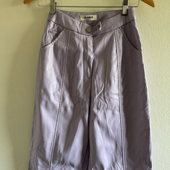 4th & Reckless Tropez Faux Leather Lilac Trouser Pants size XS - Picture 9 of 12